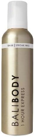 bali body 1 hour express self tan dark, quick drying tanning foam, streak free customizable tanner, vegan & cruelty free (225 ml/7.61 fl oz)
