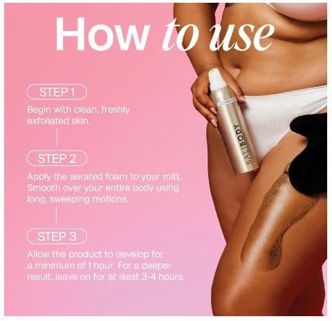 bali body 1 hour express self tan dark, quick drying tanning foam, streak free customizable tanner, vegan & cruelty free (225 ml/7.61 fl oz)