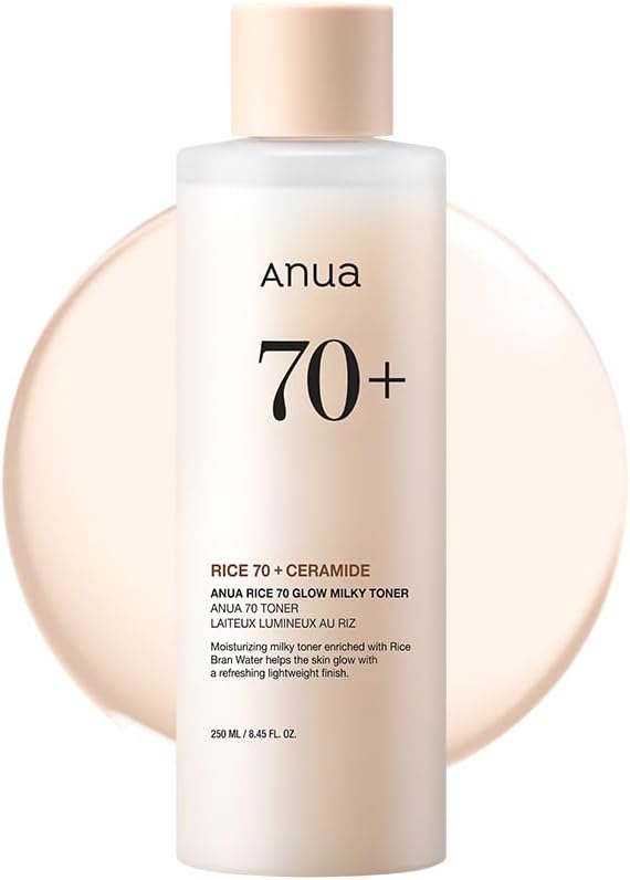 anua rice 70+glow milky toner