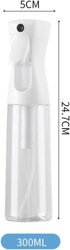 ecvv continuous spray bottle plastic empty hair mist sprayer ultra fine water mister for hairstyling cleaning salons plants pet care (300ml, transparent white)