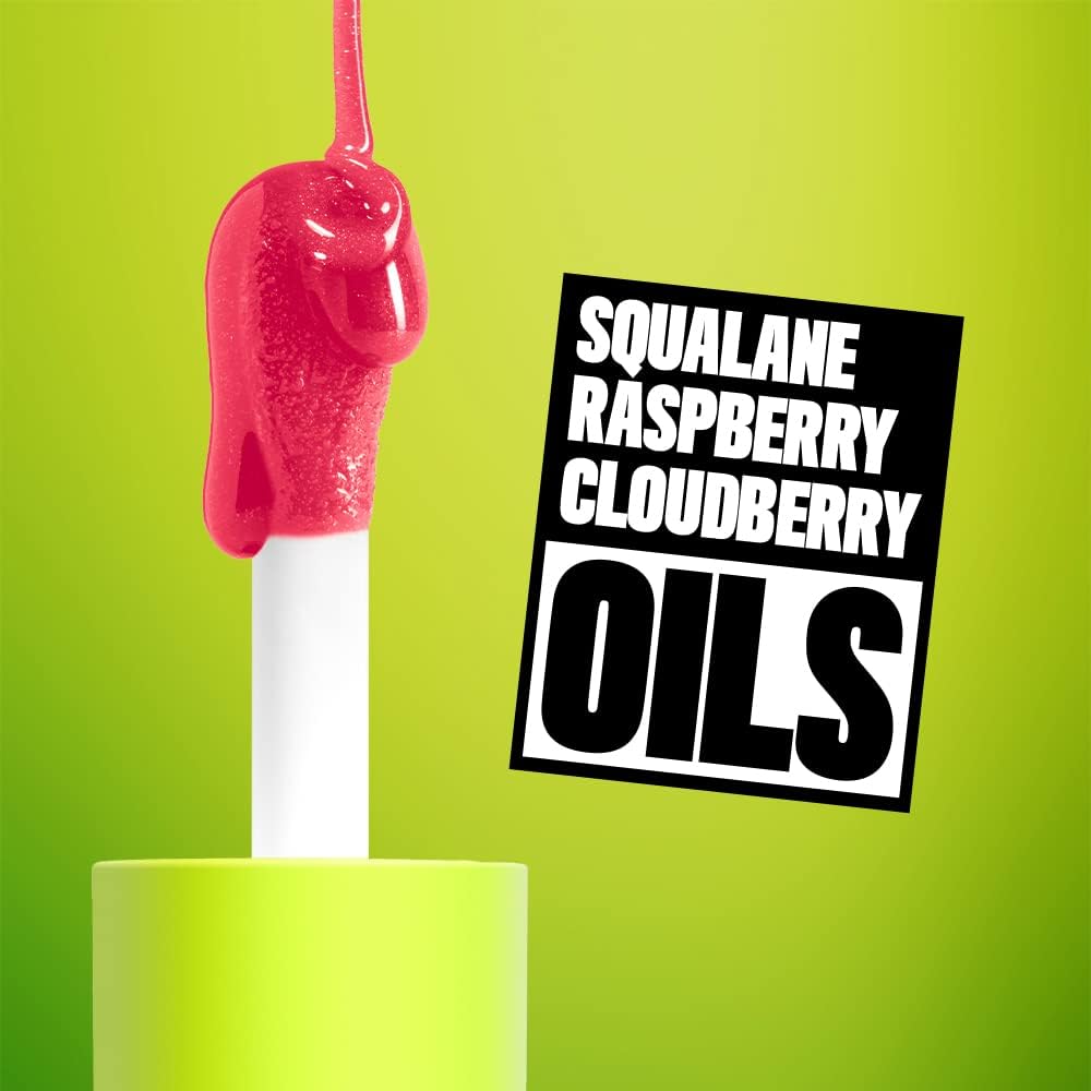 nyx professional makeup fat oil lip drip, moisturizing, shiny, vegan tinted lip gloss, non sticky finish, 12h hydration, squalane, raspberry and cloudberry oils newsfeed (rose nude)