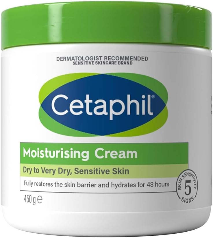 cetaphil moisturizing cream, face & body moisturizer for men & women, dry to very dry and sensitive skin, unscented, 453g