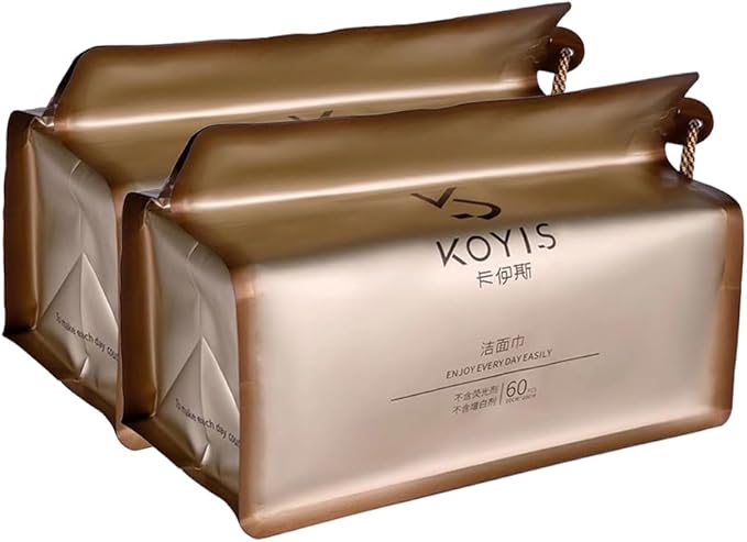koyis disposable face towels, plant long fiber cleansing face towel for sensitive skin, lint free facial towels for cleansing, skincare and makeup remover, dry wipes (2 pack)
