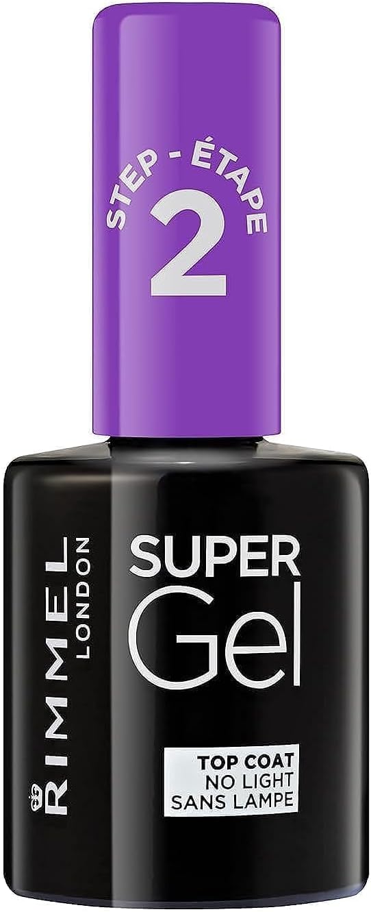 rimmel super gel, 001 madame web top coat, nail polish, gel like manicure, high shine, chip resistant, long lasting, lasts up to 14 days, 12ml (0.42oz)