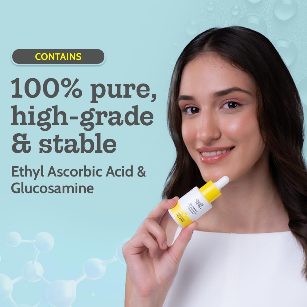 chemist at play 10% vitamin c face serum |brightens & gives glow |fades dark spots |treats hyperpigmentation| balances melanin production | ethyl ascorbic acid & glucosamine | for all skin types 30ml