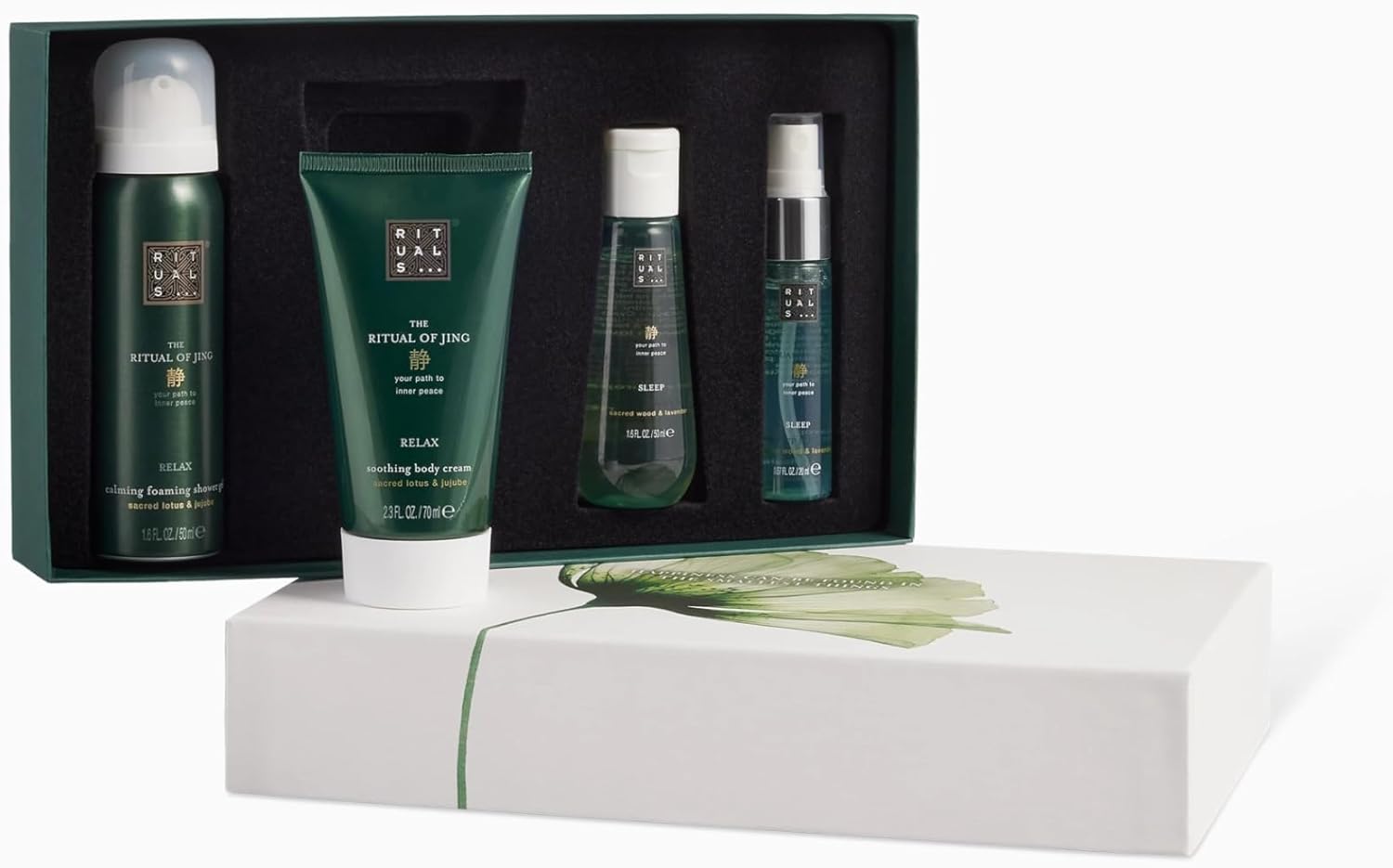 rituals gift set for women from the ritual of jing, small with sacred lotus, jujube & chinese mint relaxing & calming properties
