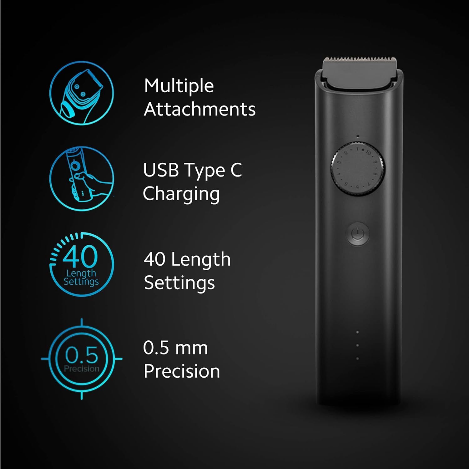 xiaomi grooming kit pro, 40 length settings, face, hair, body everything in one professional styling trimmer, body grooming, nose & ear hair trimming, hair clippers, beard combs, quick charge