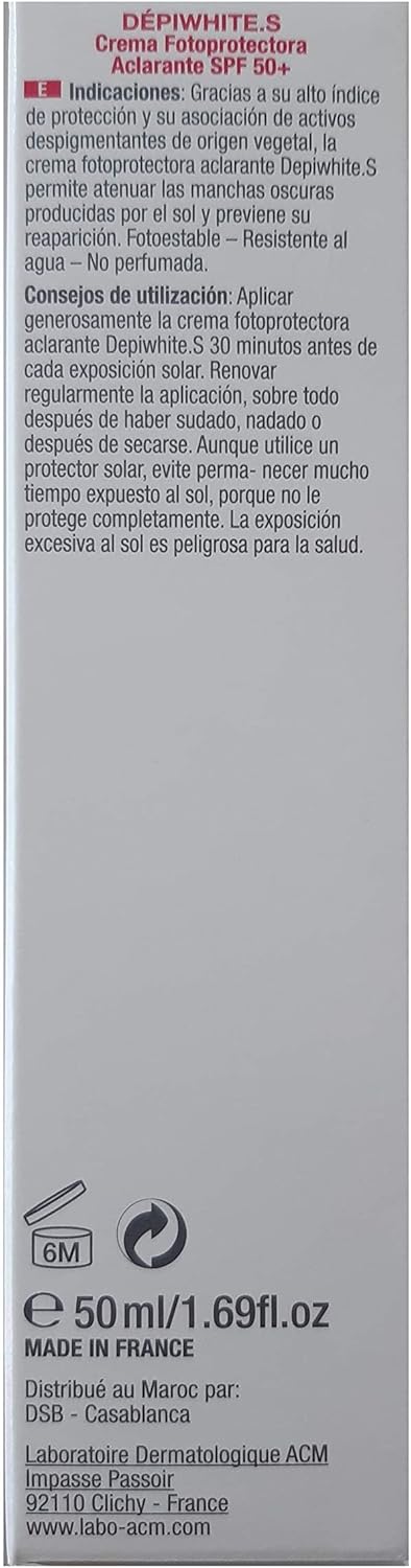 acm labo depiwhite s spf50+ whitening photoprotector lightening skincare 50ml