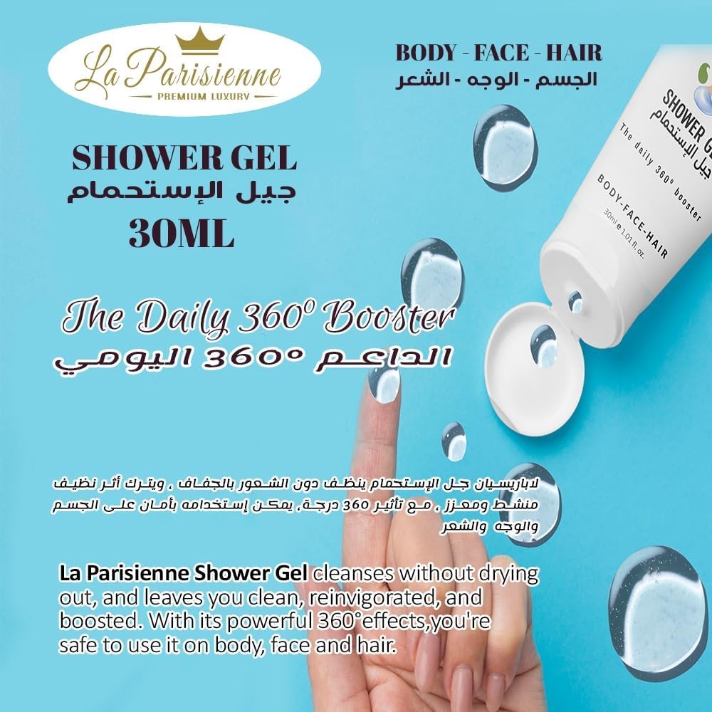 la parisienne premium luxury travel gold box, 30ml pack of 5 tubes (shampoo, conditioner, shower gel, body lotion & hand sanitizer) all skin types | unisex gift hamper for all festive occasions.