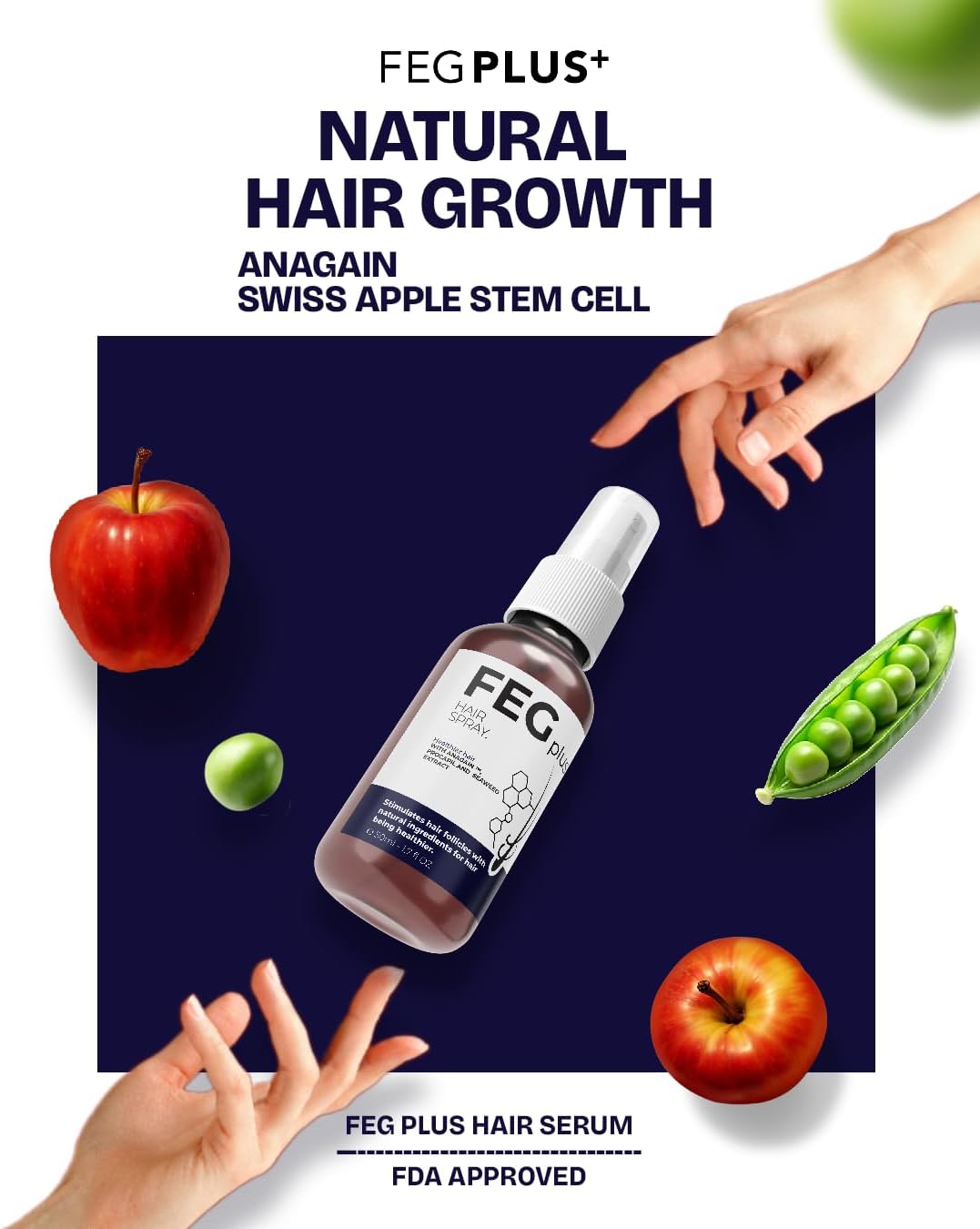 fegplus rosemary beard & hair growth serum (50ml), rosemary extract serum hair spray, rosemary oil for hair growth booster, minoxidil hair fall control, stop hair loss treatment & thicker hair