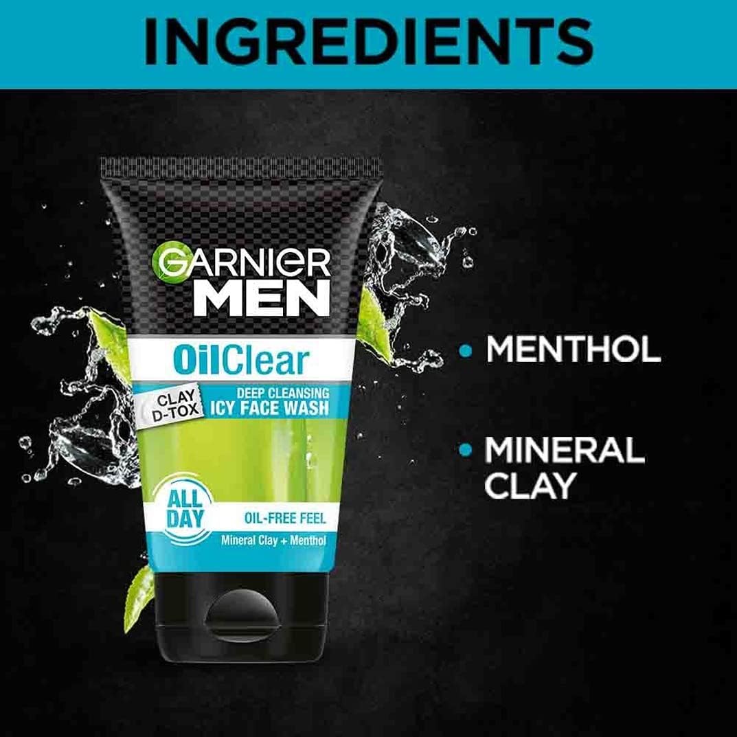 garnier men oil clear face wash, 100g 100gm