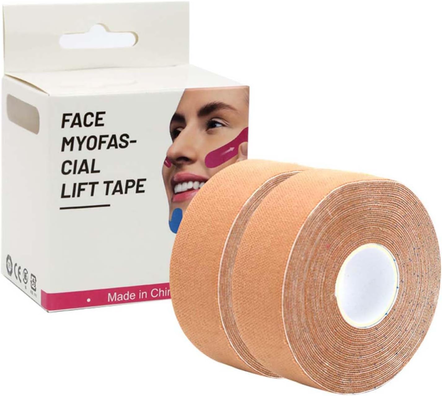 lchyi 2 rolls face tape lifting for wrinkles, elasticity face stickers neck eye double chin lift tape anti wrinkle patches skin care forehead neck lift tape for firming and tightening skin (beige)