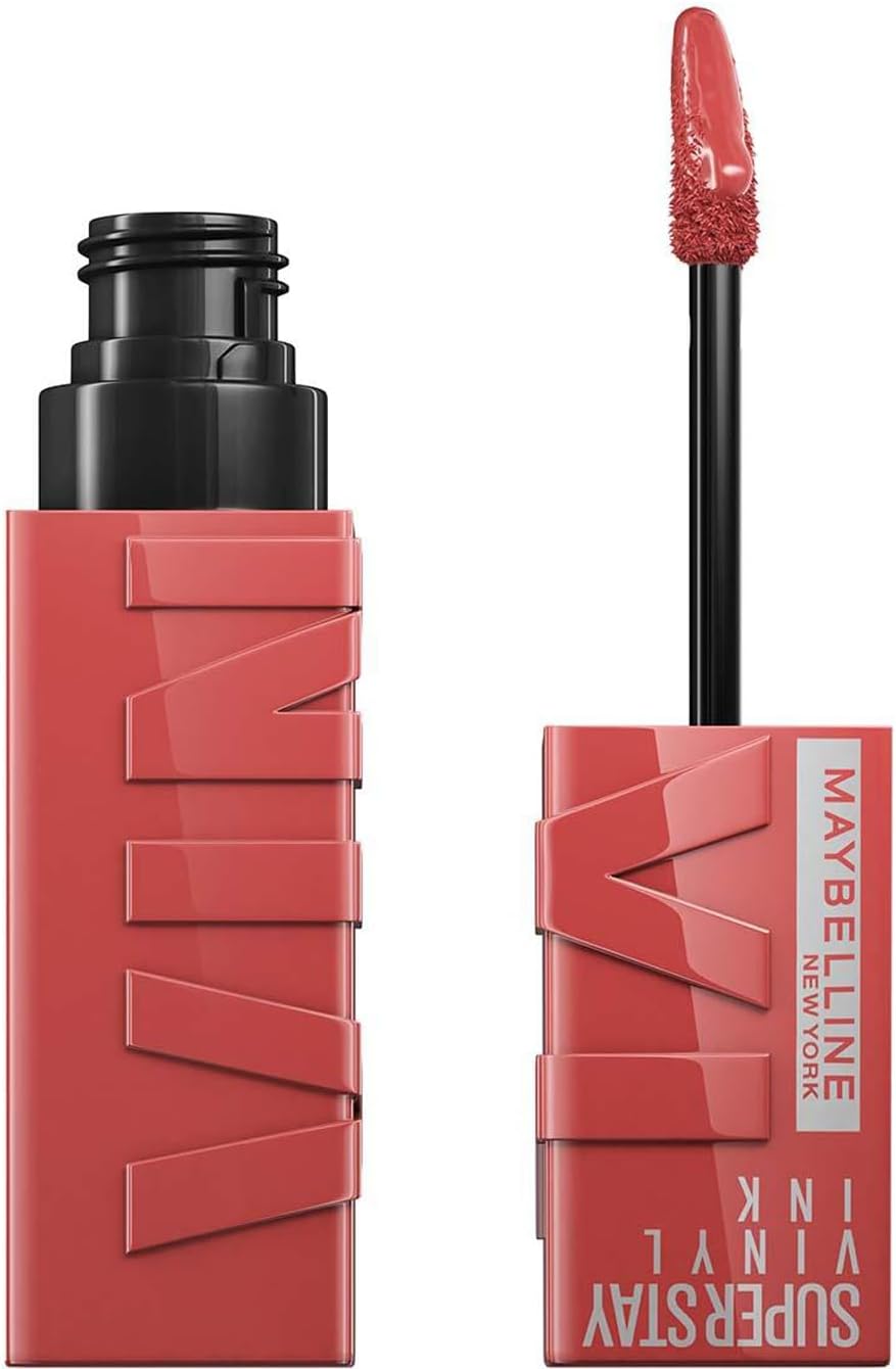 maybelline new york super stay vinyl ink longwear transfer proof gloss lipstick, 15 peachy