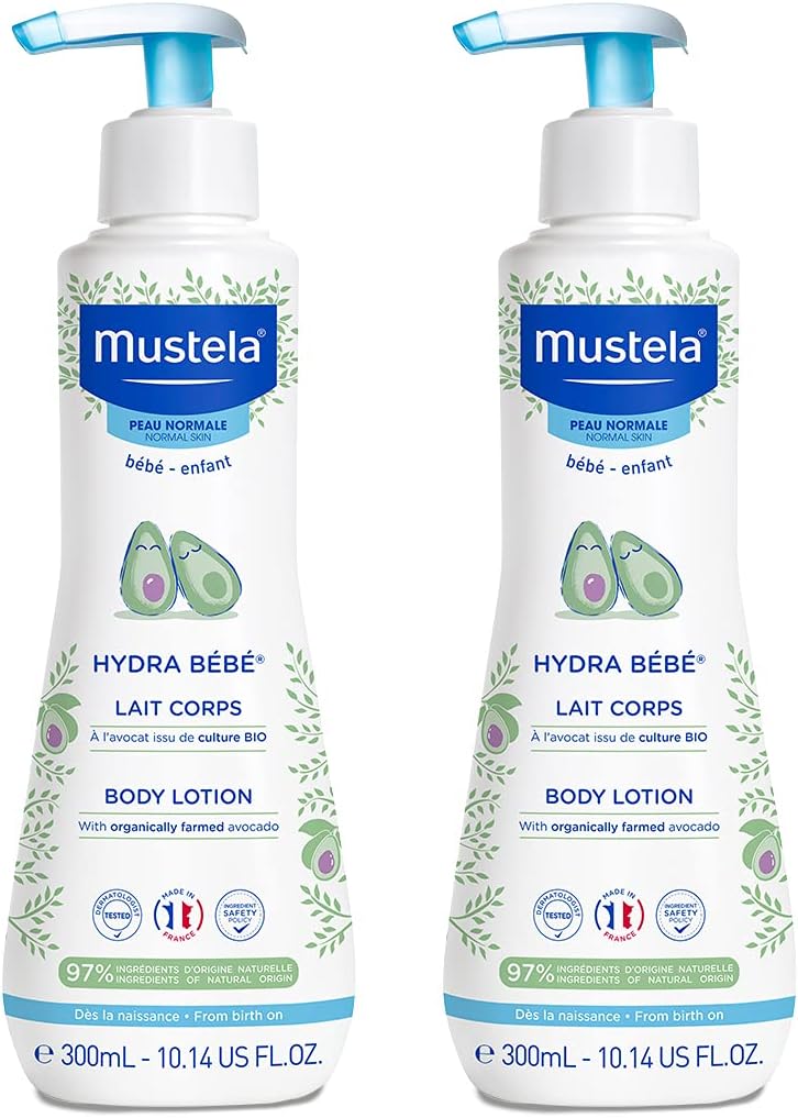 mustela, hydra bebe body lotion with organically farmed avocado, 300 ml, pack of 2