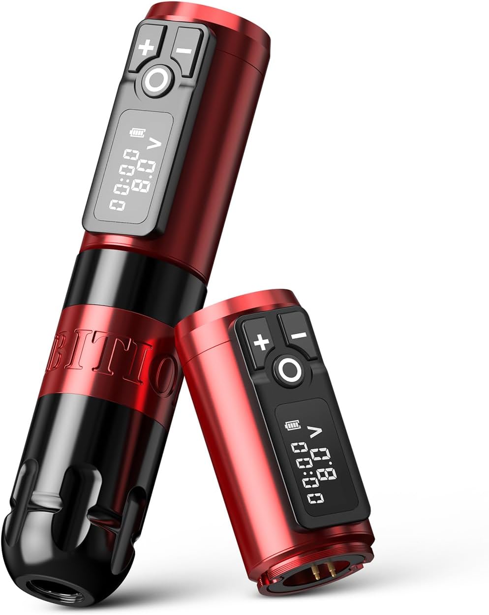 ambition soldier rotary battery pen with extra battery tattoo cartridge machine 1950mah wireless power coreless motor digital led display tattoo equipment supply (polish red)