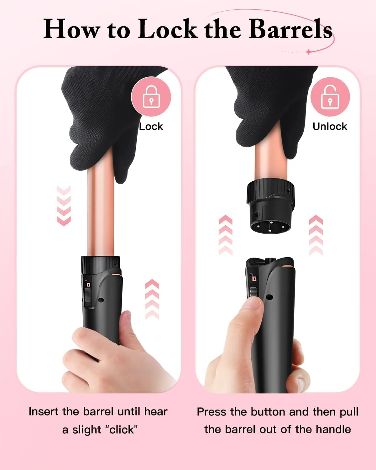 3Clock Curling Iron Wand Set 5-in-1 - Barrel Hair Curler with 3 Barrel Hair Crimper, Tapered, Spiral Curling Iron - Fast Heating Travel Hot Styling Tools for Women