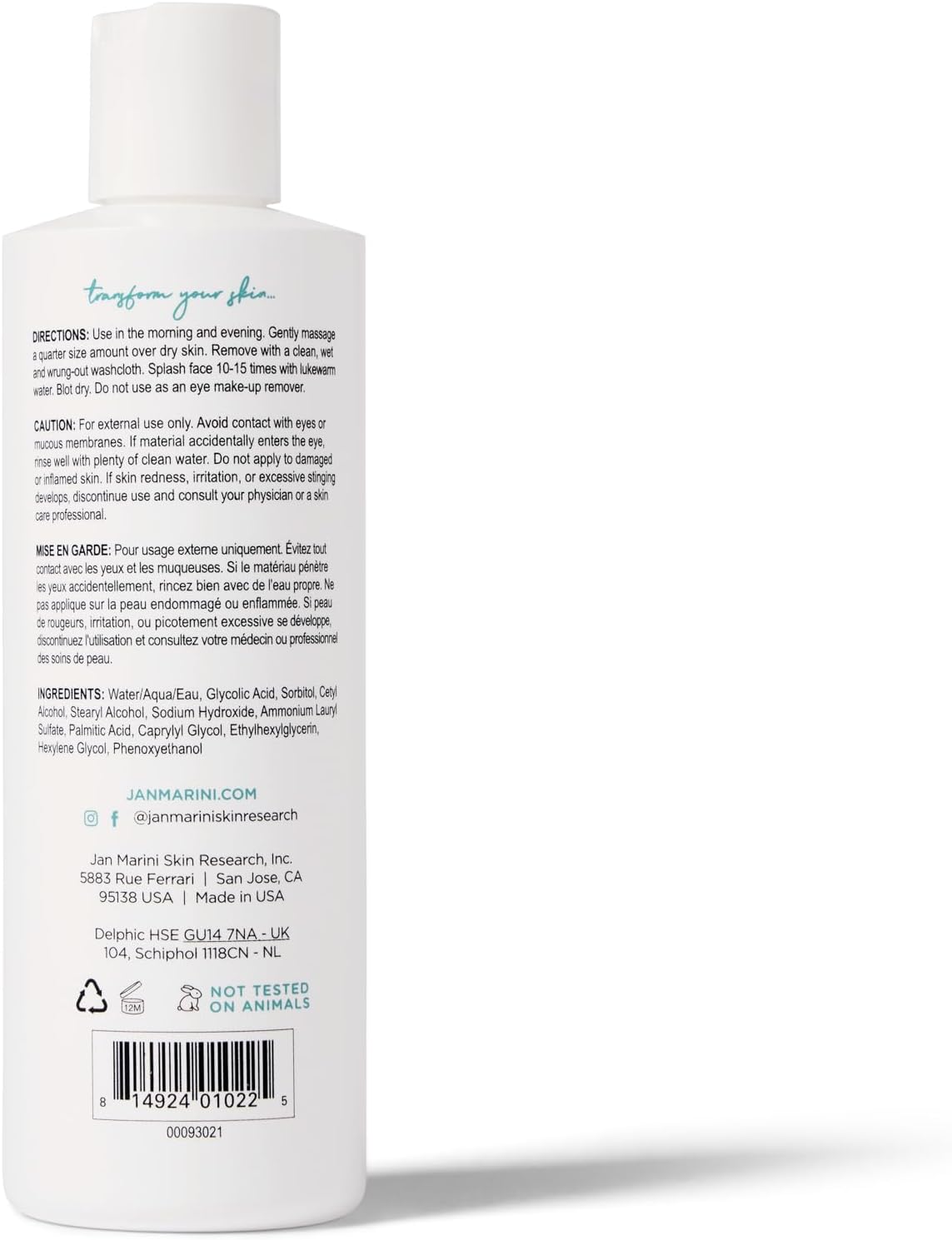 jan marini skin research bioglycolic face cleanser 237 ml, pack of 1