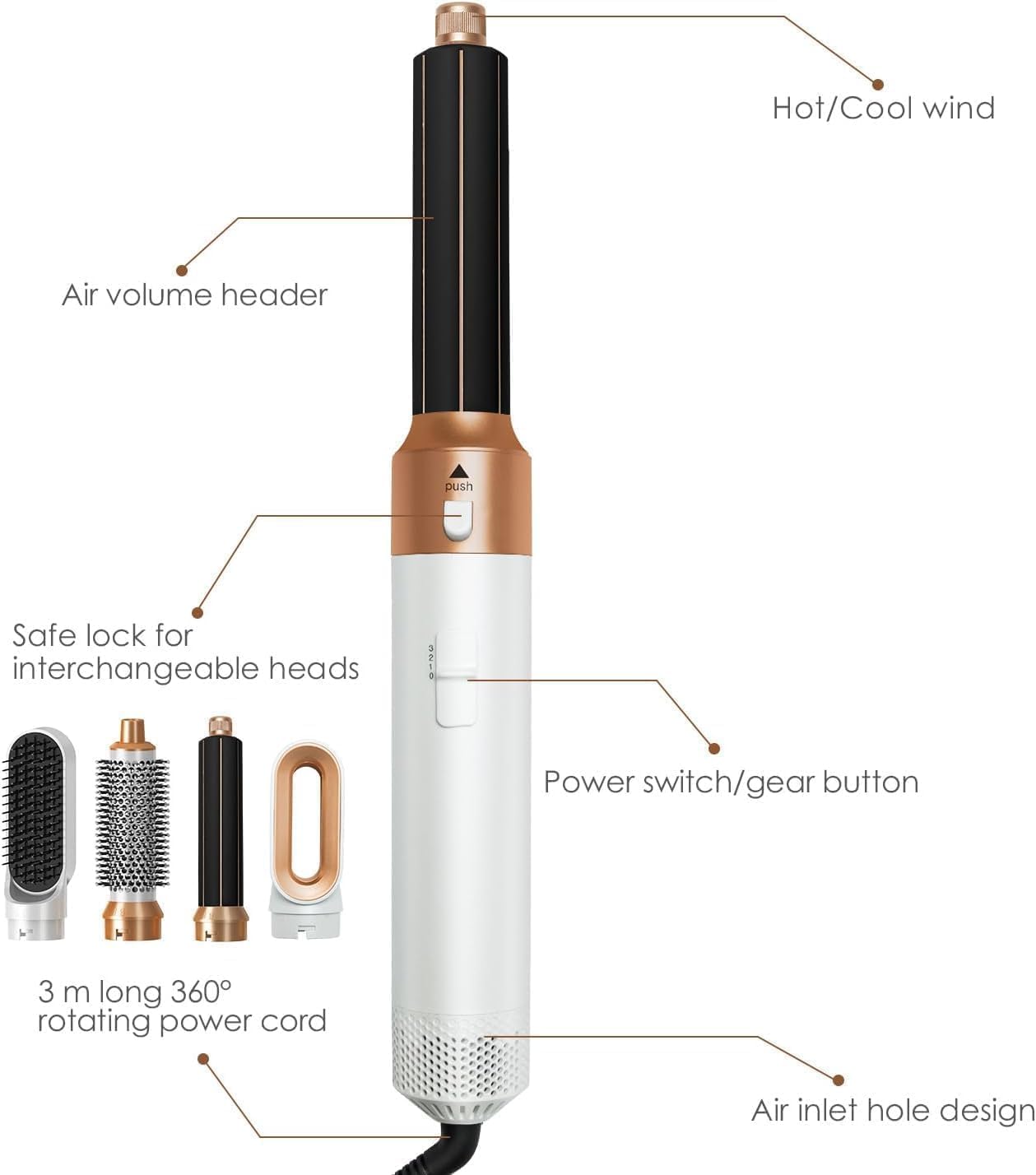 forubar 5 in 1 hair styler, multistyler hair styling tools, air styler blow dryer, wrap curlers air drying styler volumizing (rose red)