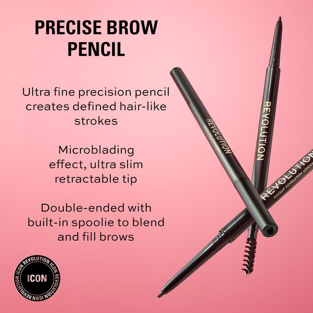revolution beauty london makeup precise brow pencil, medium brown