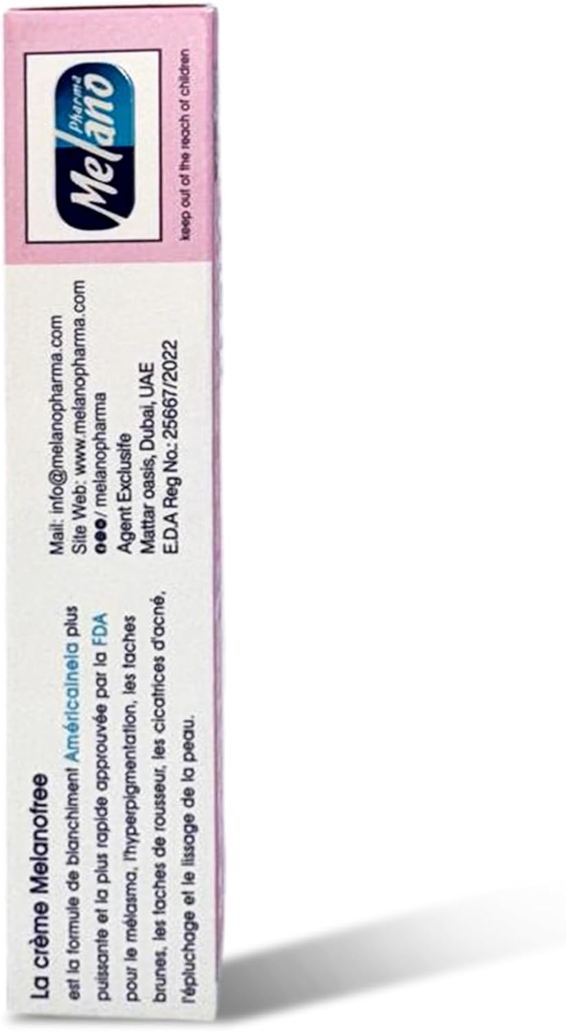 melanofree, 4% cream for melasma, whitening, acne scars & freckles powerful formula with hydroquinone 4.0%, fluocinolone acetonide 0.01%, tretinoin 0.05% skin brightening treatment, 30g