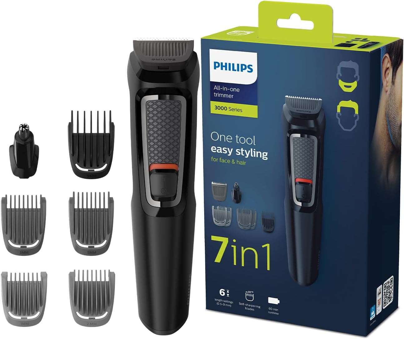 philips mg372033, series 3000 7 in 1 multigroom, black