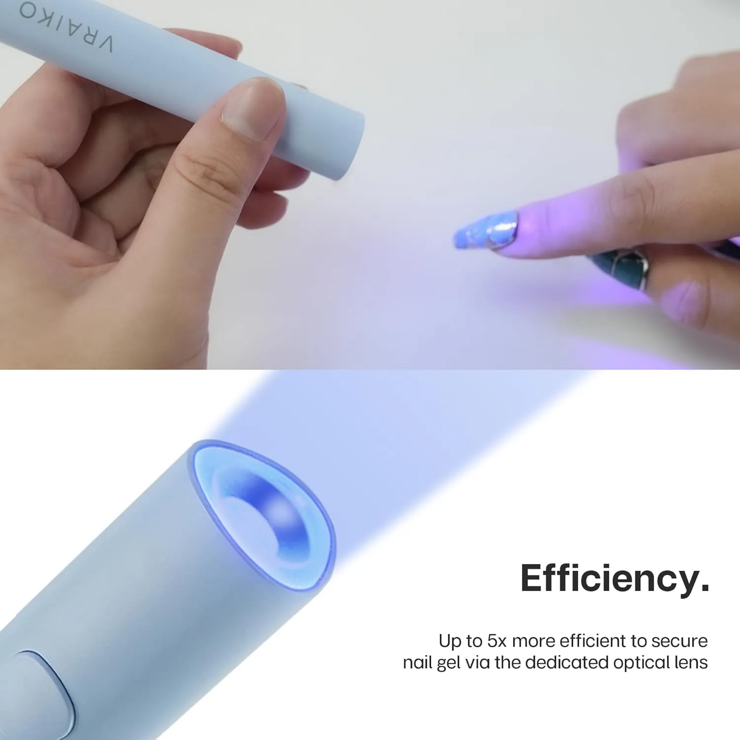 VRAIKO Minicure Handheld UV Light for Gel Nails, Portable UV Nail Lamp with Stand, Rechargeable Mini LED Nail Lamp Nail Dryer for Fast Curing (Blue)