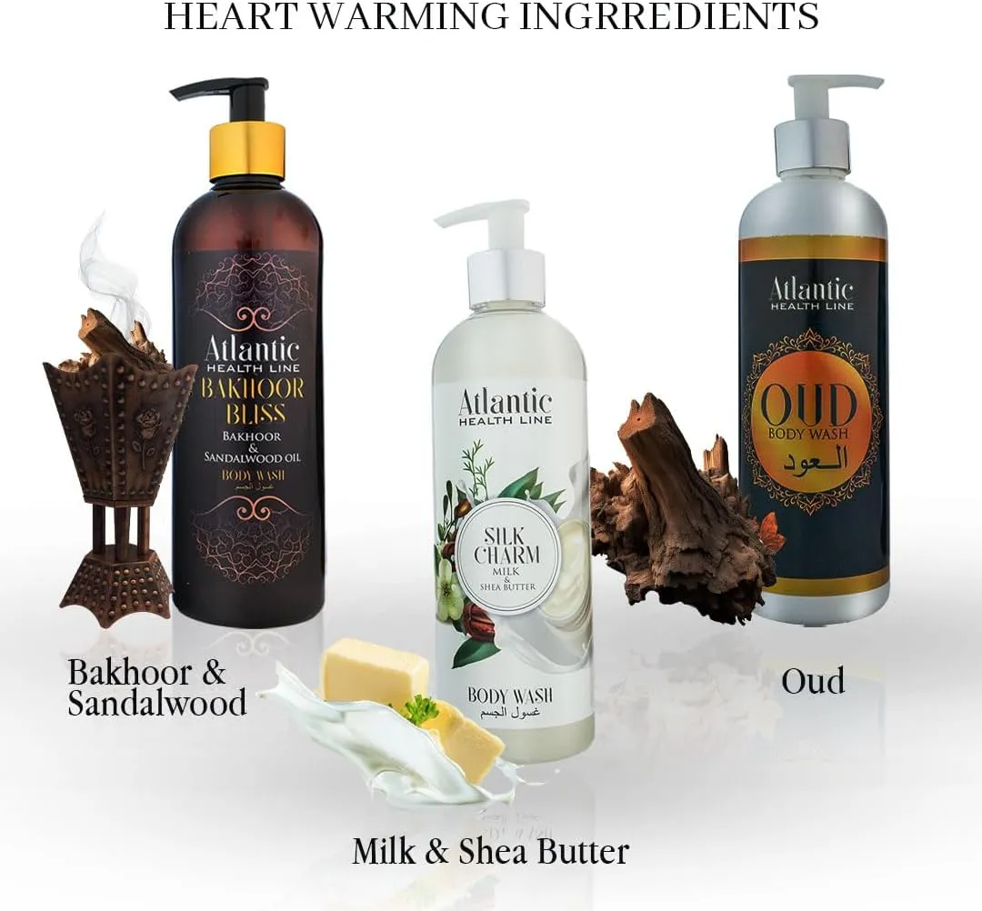 Atlantic Body Wash Scented Perfumed Cleansing Shower Gel, 500ml - 12 Hours Odour Body Washes Moisturizing & Refreshing Shower Gels - Arabic Body Washes