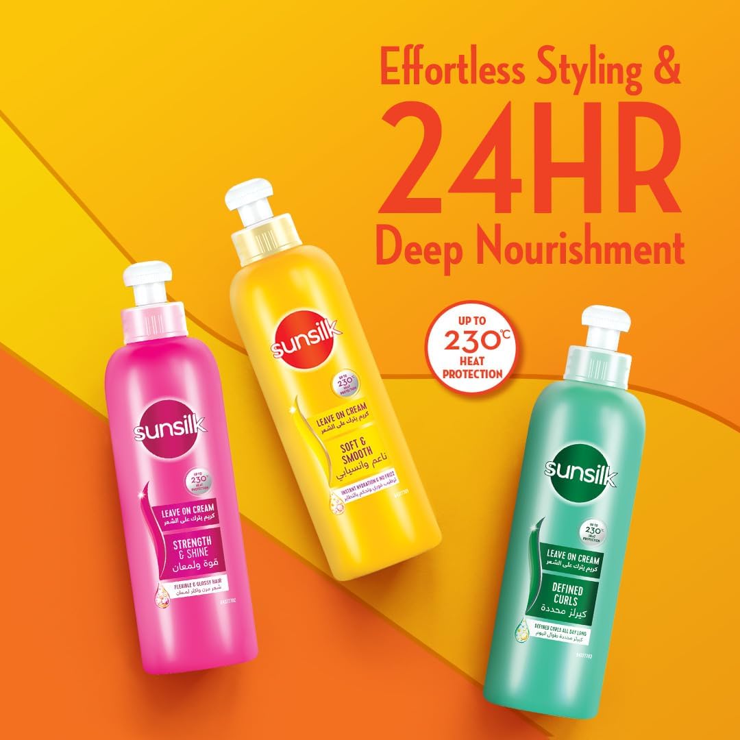 sunsilk leave on cream, with argan oil, for frizzy and dry hair, soft & smooth, effortless styling & 24hr deep nourishment, 200ml