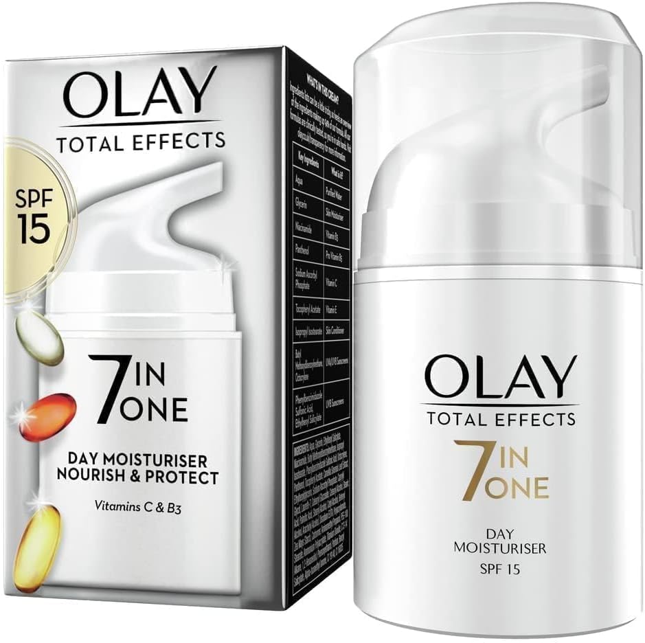 olay total effects anti ageing 7in1 gift set: day cream moisturiser 37ml, night cream firming moisturiser 37ml