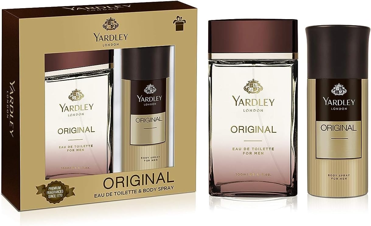 yardley london original perfumed gift set eau de toilette 100ml + body spray 150ml fresh fragrance for masculine elegance for men