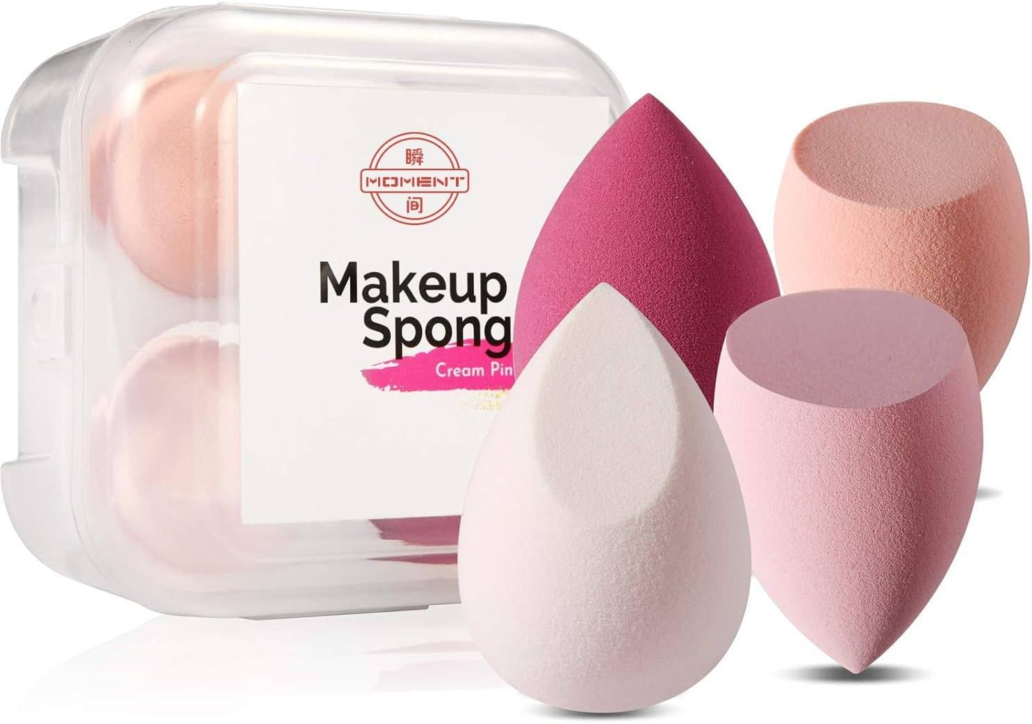 moment 4 pieces makeup sponge set beauty blender sponges makeup eggs with case latex free vegan foundation applicator makeup puff for powder cream
