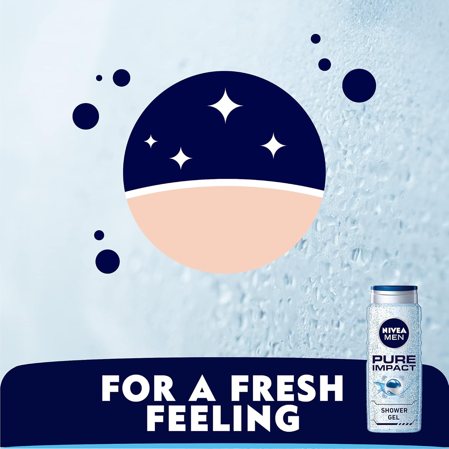 nivea men 3in1 shower gel, pure impact fresh scent, 2x500ml