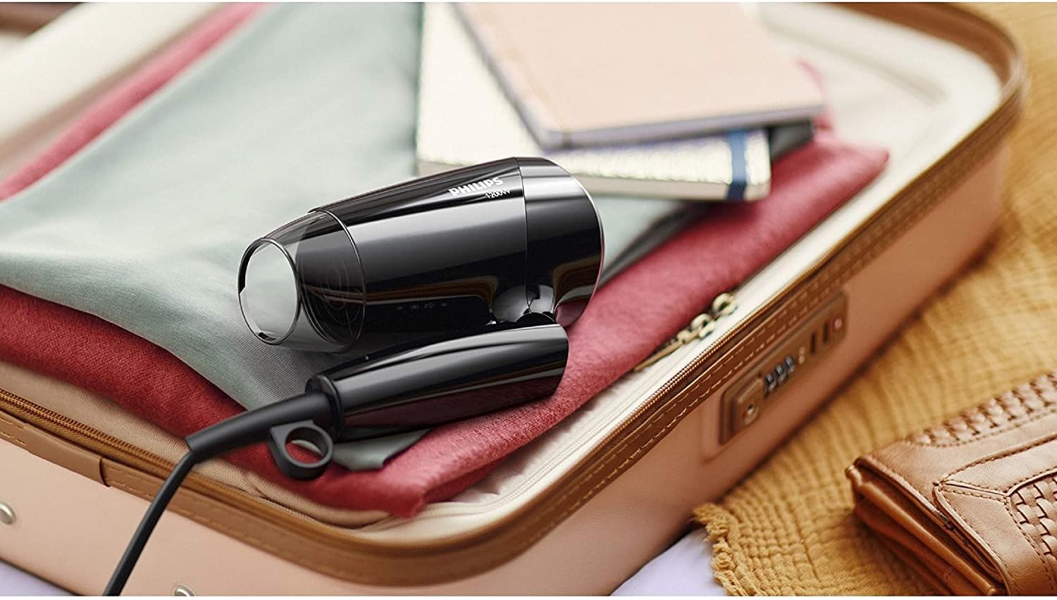 philips essential care. thermoprotect. foldable. 1200w. dc motor. 3 heat/speed settings + cool shot. no ions. easy storage hook. concentrator. 1.5m. 3 pin, bhc010/13. 2 years warranty