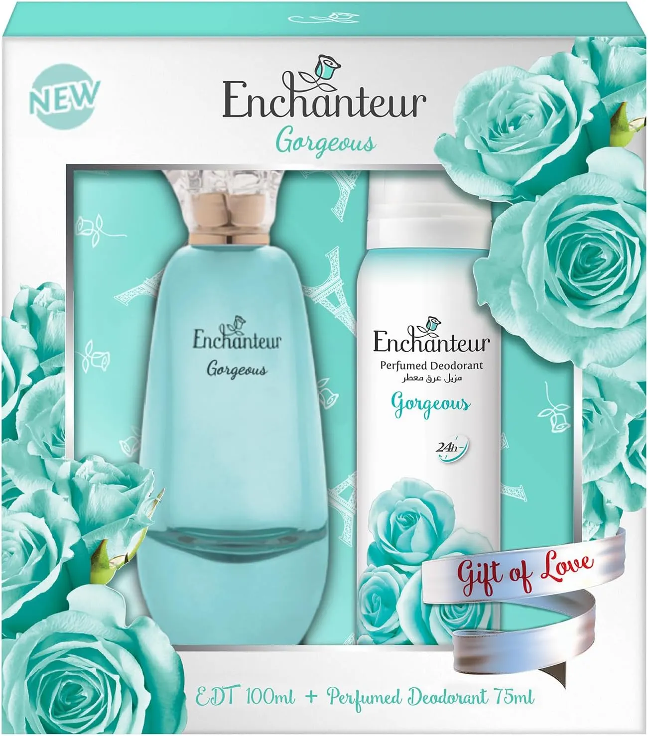 Enchanteur EDT & Perfumed Deodorant Giftpack- Gorgeous, Gift Of Love, 175 ml
