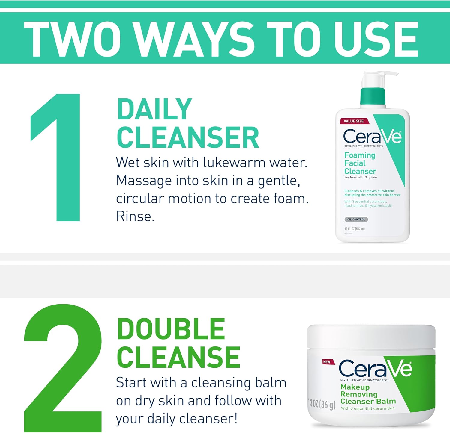 cerave cerave foaming facial cleanser | makeup remover and daily face wash for oily skin, 473 ml