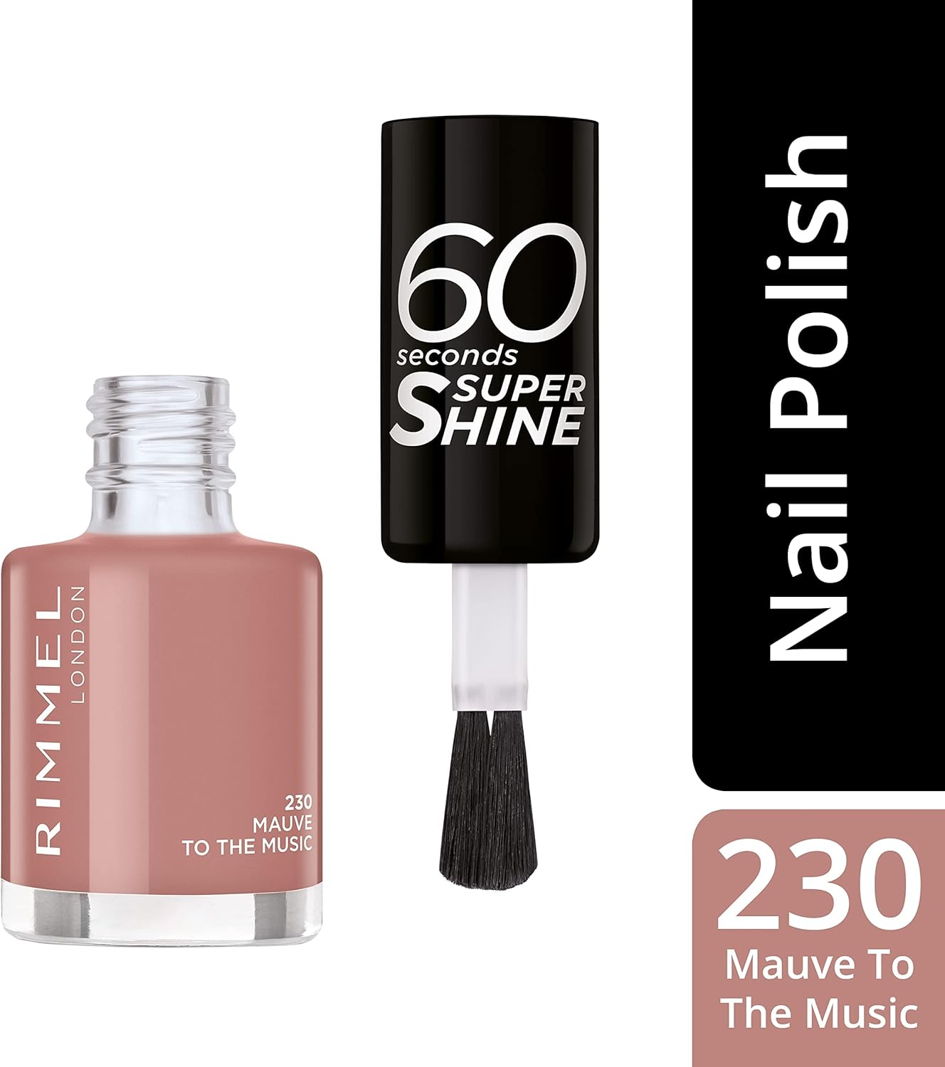 rimmel london 60 seconds super shine nail polish 230 mauve to the music, 8ml