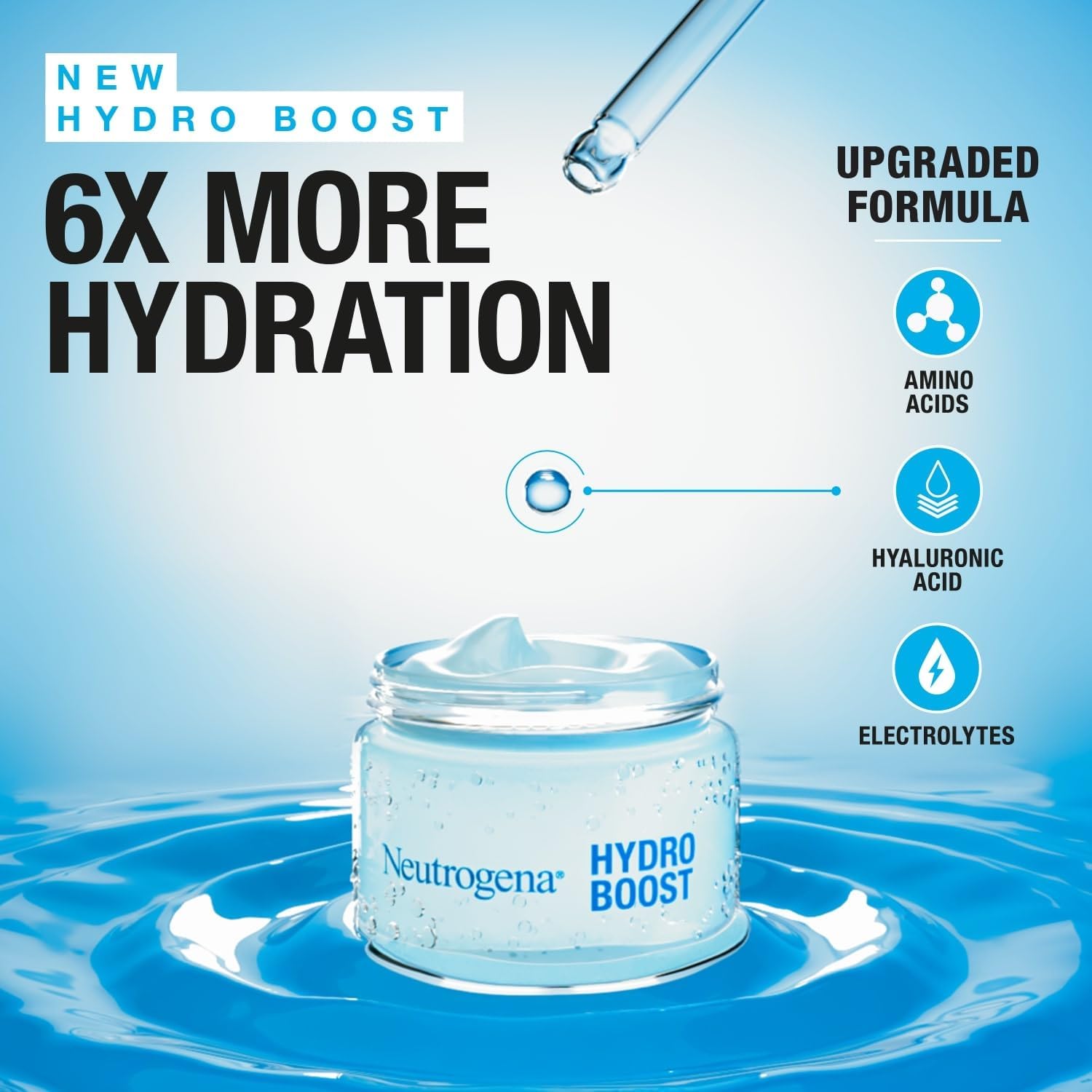 neutrogena face moisturizer water gel, hydro boost with hyaluronic acid, 50ml (pack of 2)