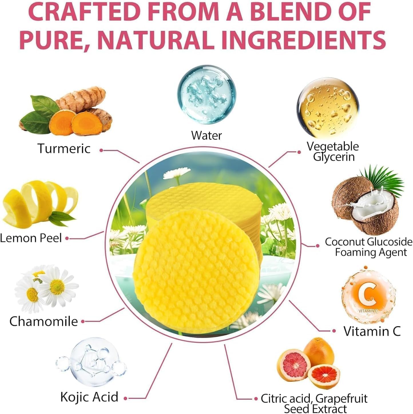 80 pcs turmeric kojic acid cleansing pads, turmeric cleansing pad, turmeric pad infused cotton exfoliating pads, with vitamin b5, vitamin c, balance skin oil & water, gentle & non lrritating