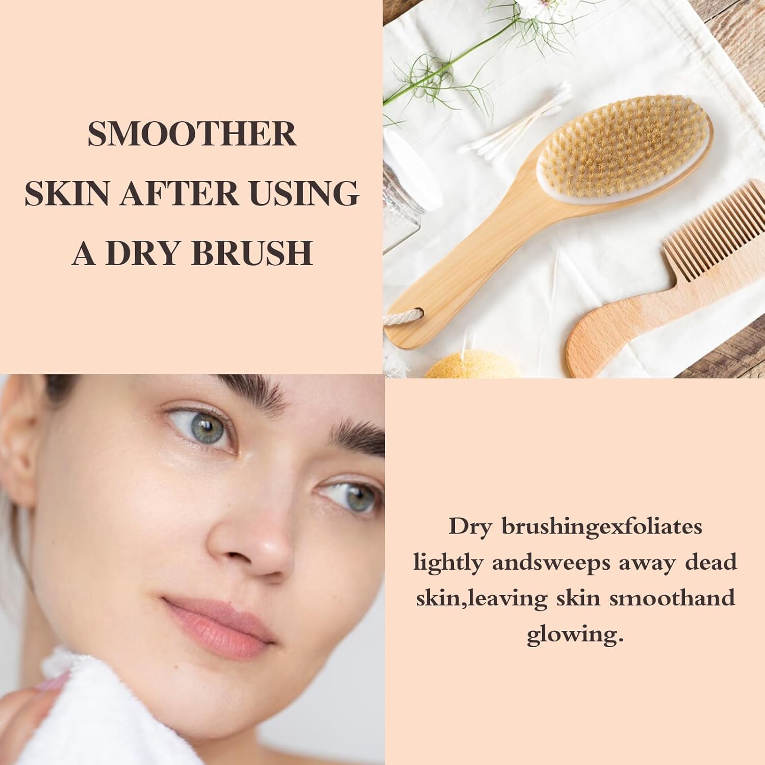 moment dry brushing body brush natural boar bristle body brush dry skin scrub brushes with contoured wooden dry brushes for back legs feet exfoliates dead skin