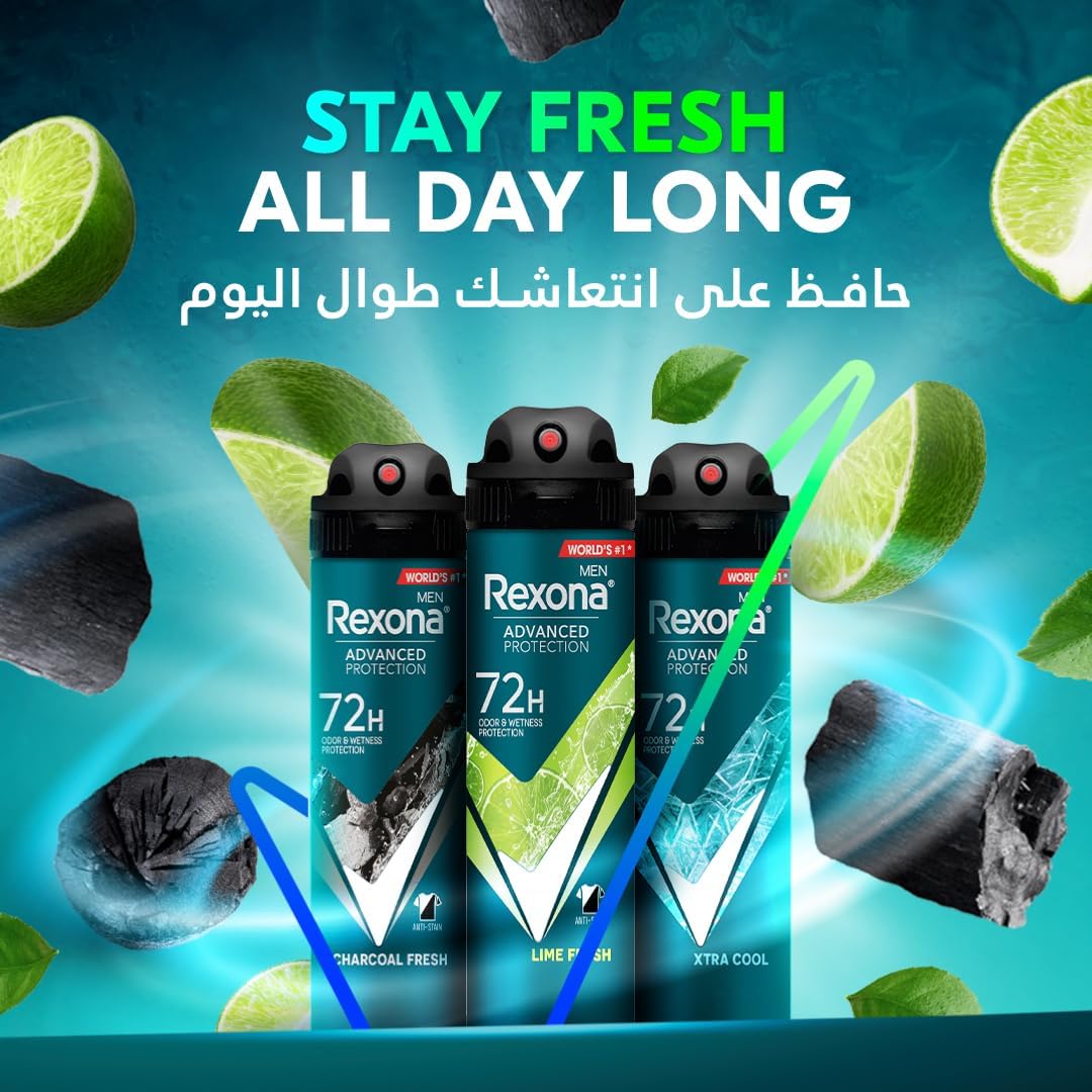 rexona antiperspirant xtra cool deodorant spray for men, 150 ml, pack of 3