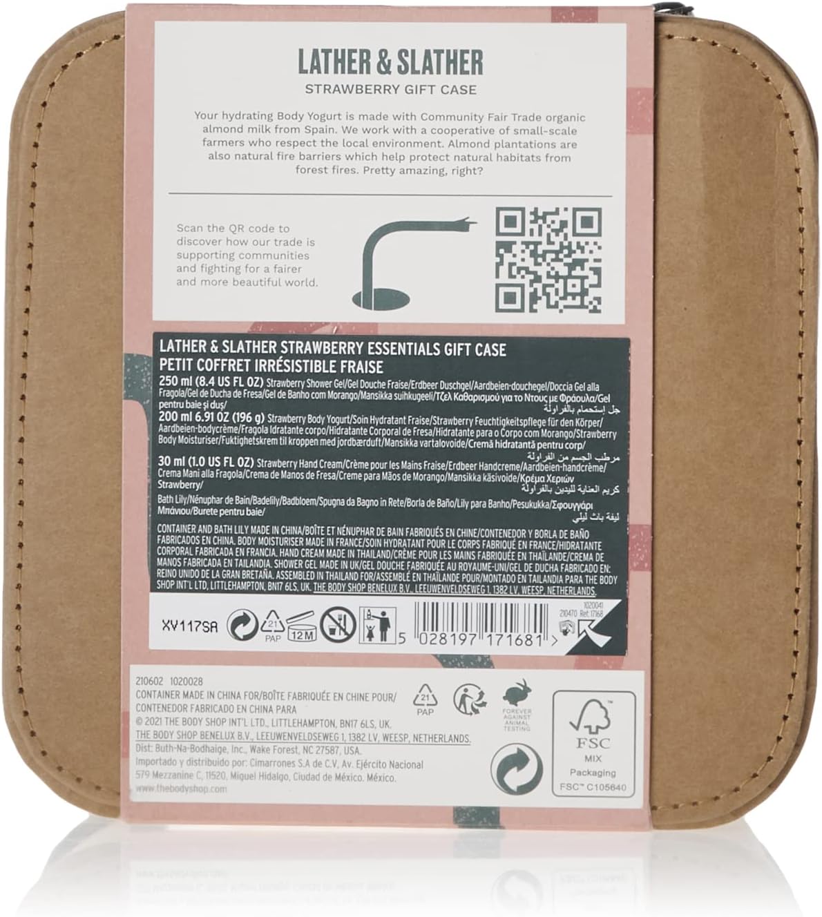 the body shop lather & slather strawberry body care gift set, for normal skin