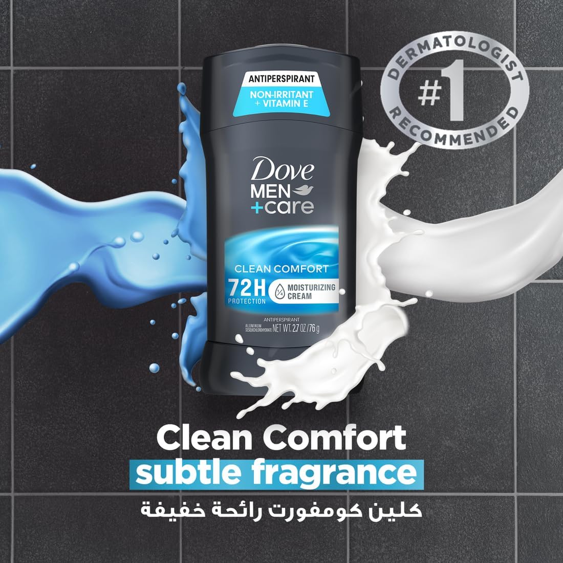 dove men + care men+care antiperspirant deodorant stick, 72h protection, clean comfort, vitamin e & moisturizer, 2x76g