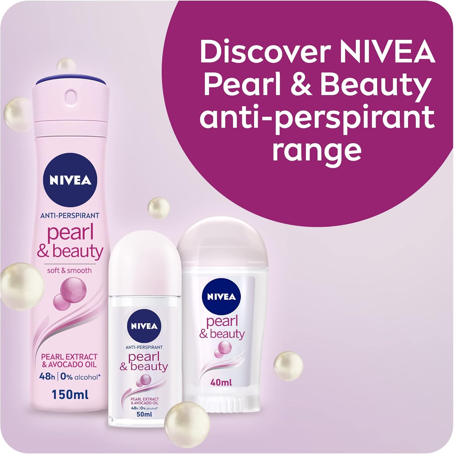 nivea antiperspirant spray for women, pearl & beauty pearl extracts, 2x150ml