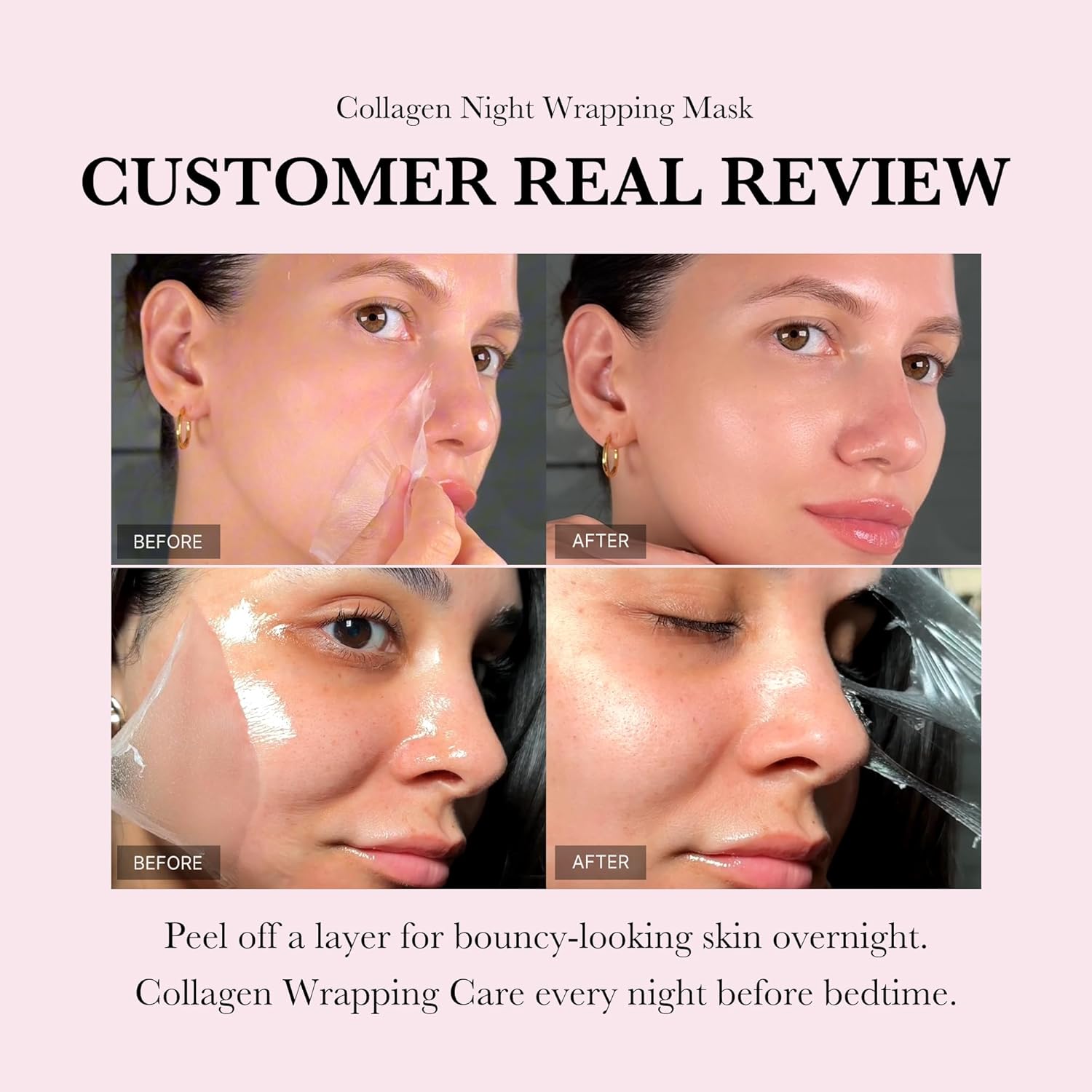 medicube collagen overnight wrapping peel off facial mask pack elasticity & hydration care, reduces sagging & dullness hydrolyzed collagen for glowing skin korean skin care, 2.53 fl.oz