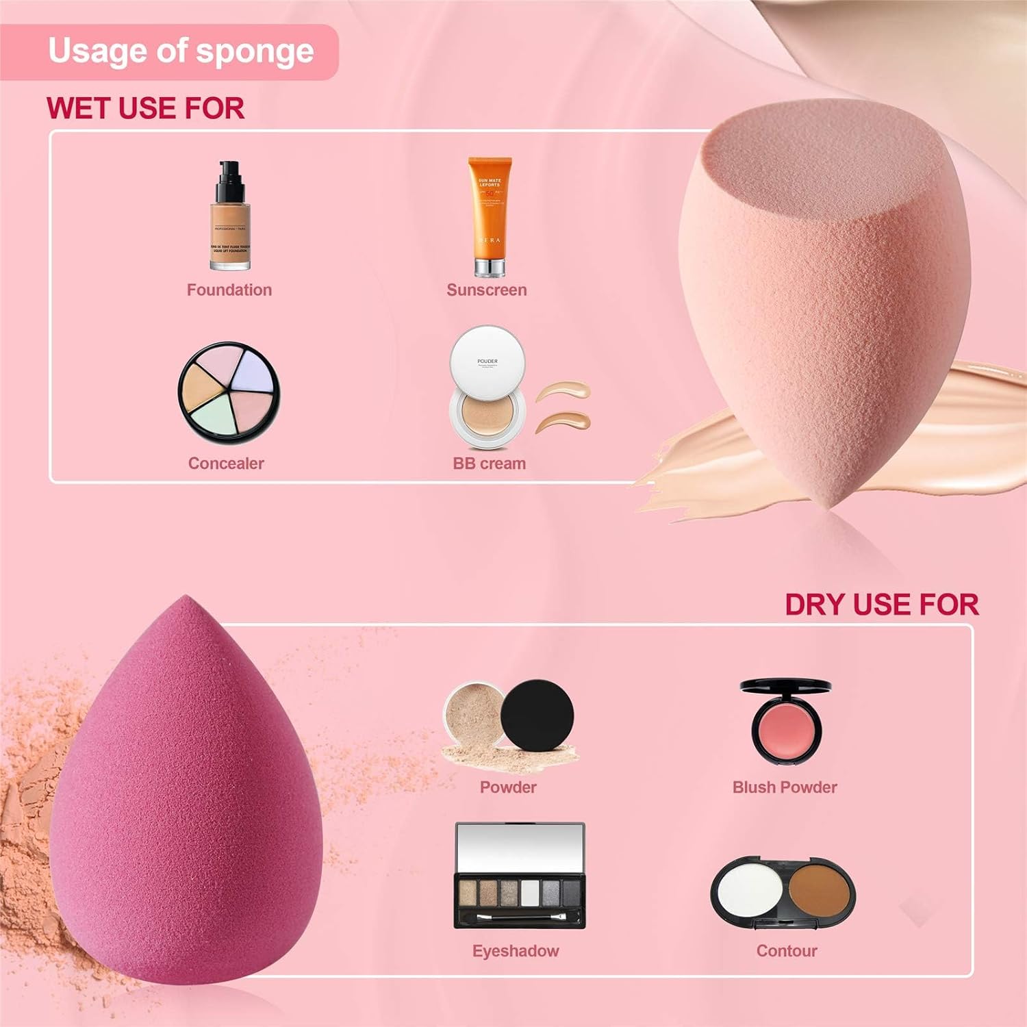 moment 4 pieces makeup sponge set beauty blender sponges makeup eggs with case latex free vegan foundation applicator makeup puff for powder cream