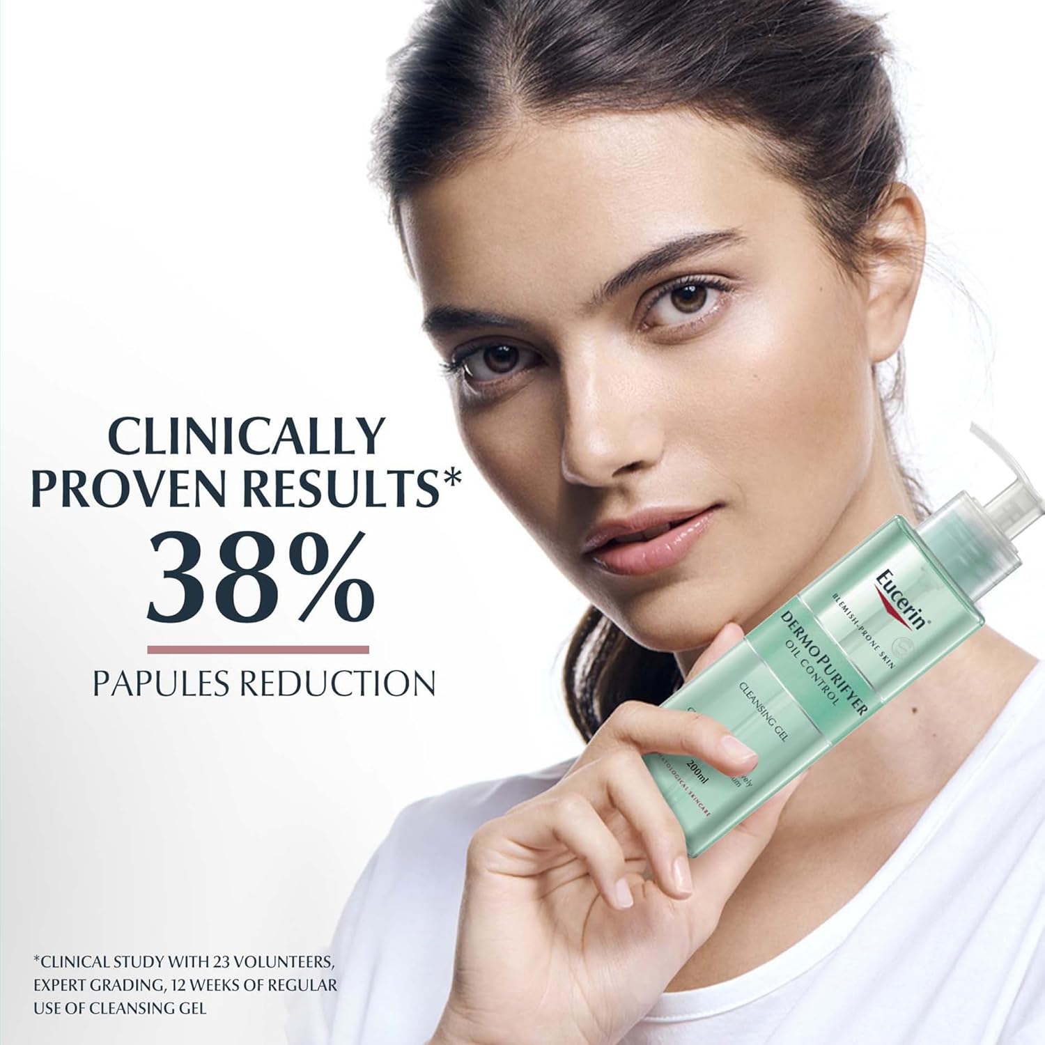 eucerin dermopurifyer oil control face cleansing gel, removes excess sebum, dirt and makeup, fragrance free, soap free, suitable for blemish and acne prone skin, 200ml