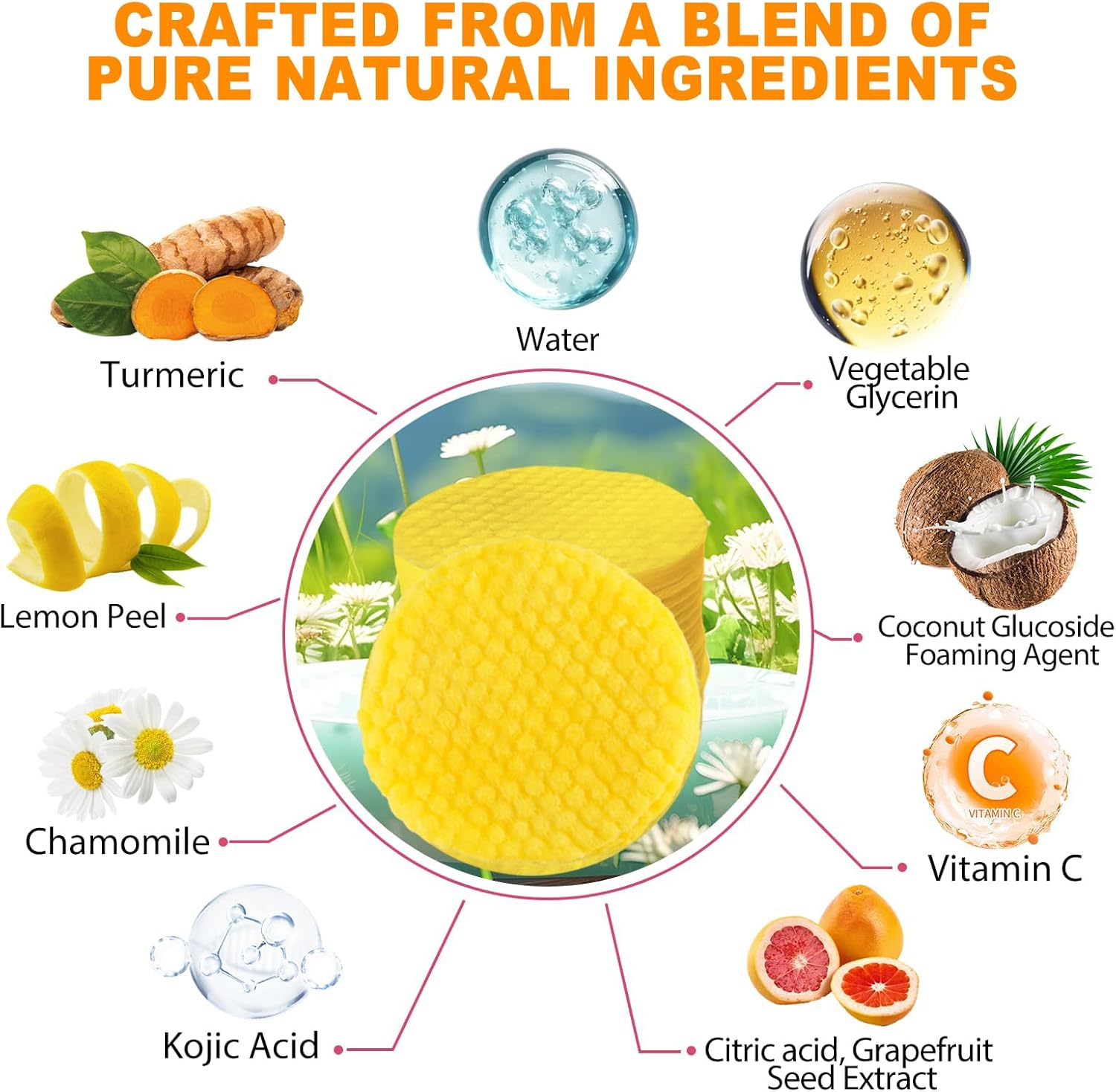 nigwedete 60 pcs turmeric kojic acid pads with vc and vitamin b5, kojic acid and turmeric cleansing pads balance the skin's oils, remove unwanted exfoliation and dirt from the body's skin