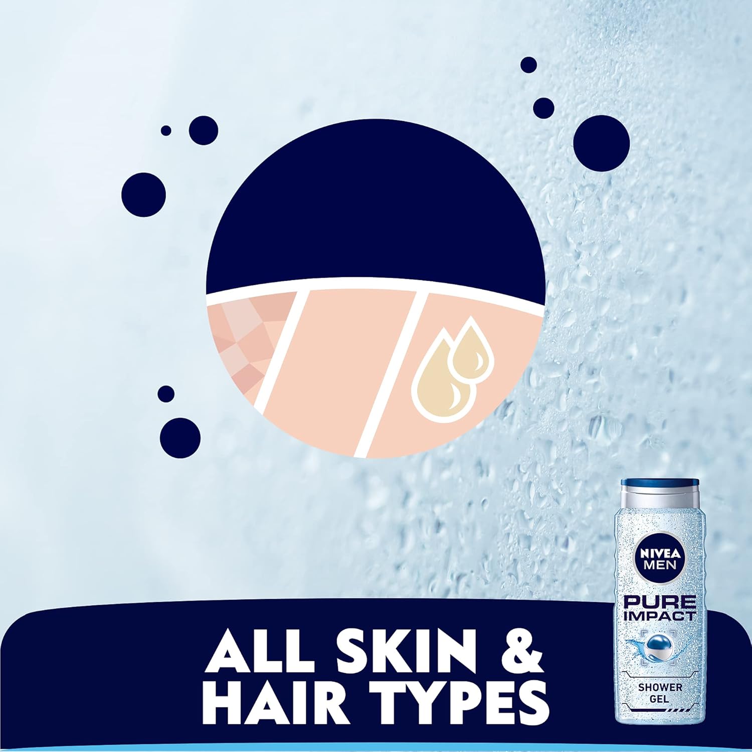 nivea men 3in1 shower gel, pure impact fresh scent, 2x500ml