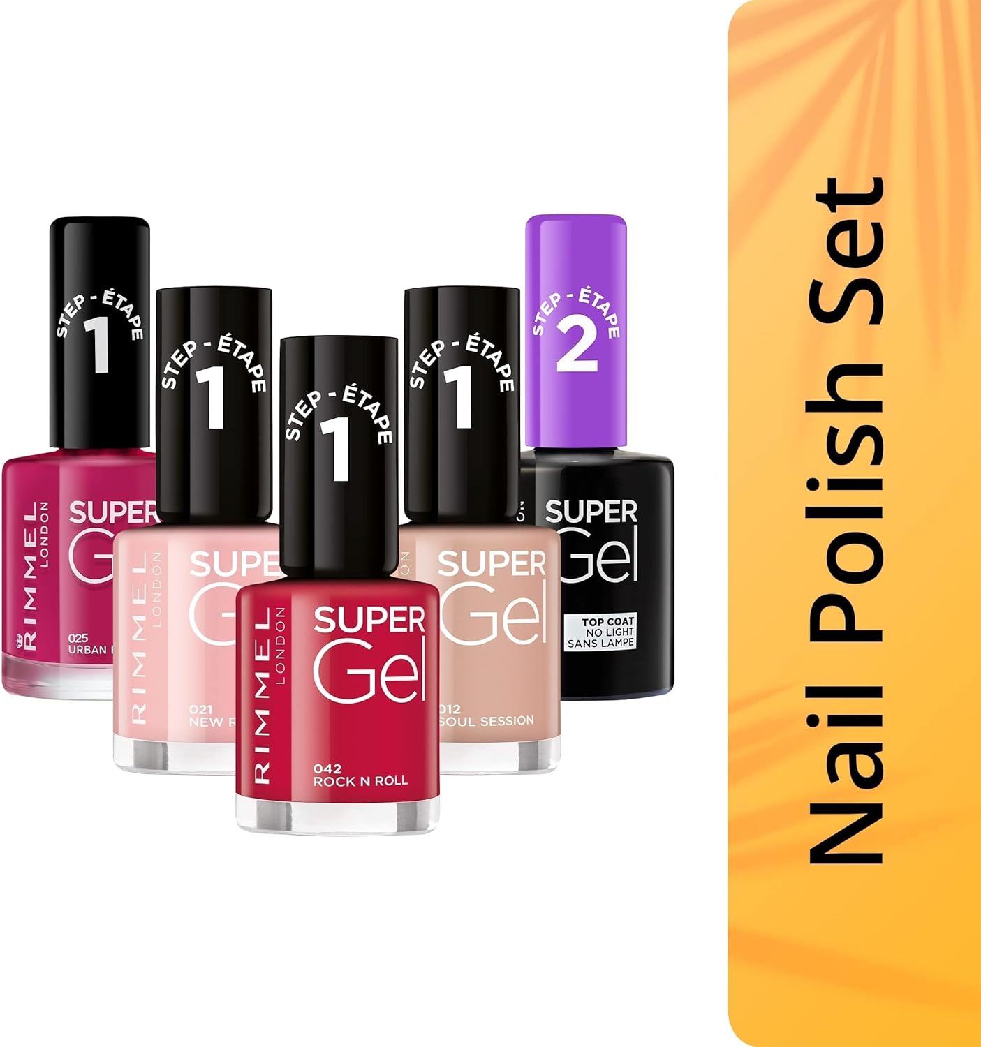 rimmel super gel, 001 madame web top coat, nail polish, gel like manicure, high shine, chip resistant, long lasting, lasts up to 14 days, 12ml (0.42oz)