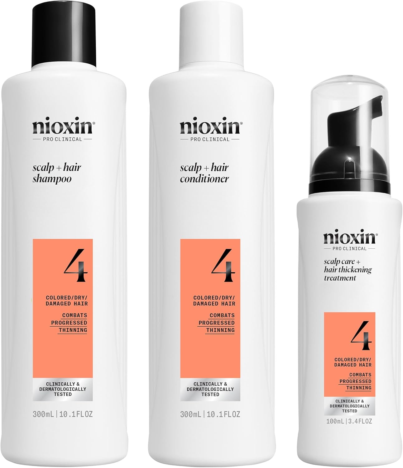 nioxin system 4 colored hair progressed thinning kit for unisex 3 pc, multi